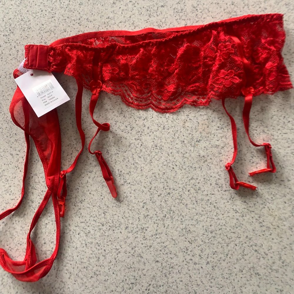Valentines Day red garter belt & thong set